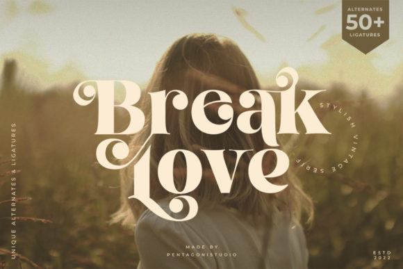 Break Love: A Stylish Display Font for Handmade Labels, Invitations & More